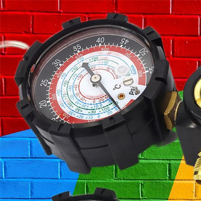 مقياس الضغط الجانبي المنخفض Stable-R134A R410A R22 R404A مقياس مشعب واحد لشحن غازات تكييف الهواء