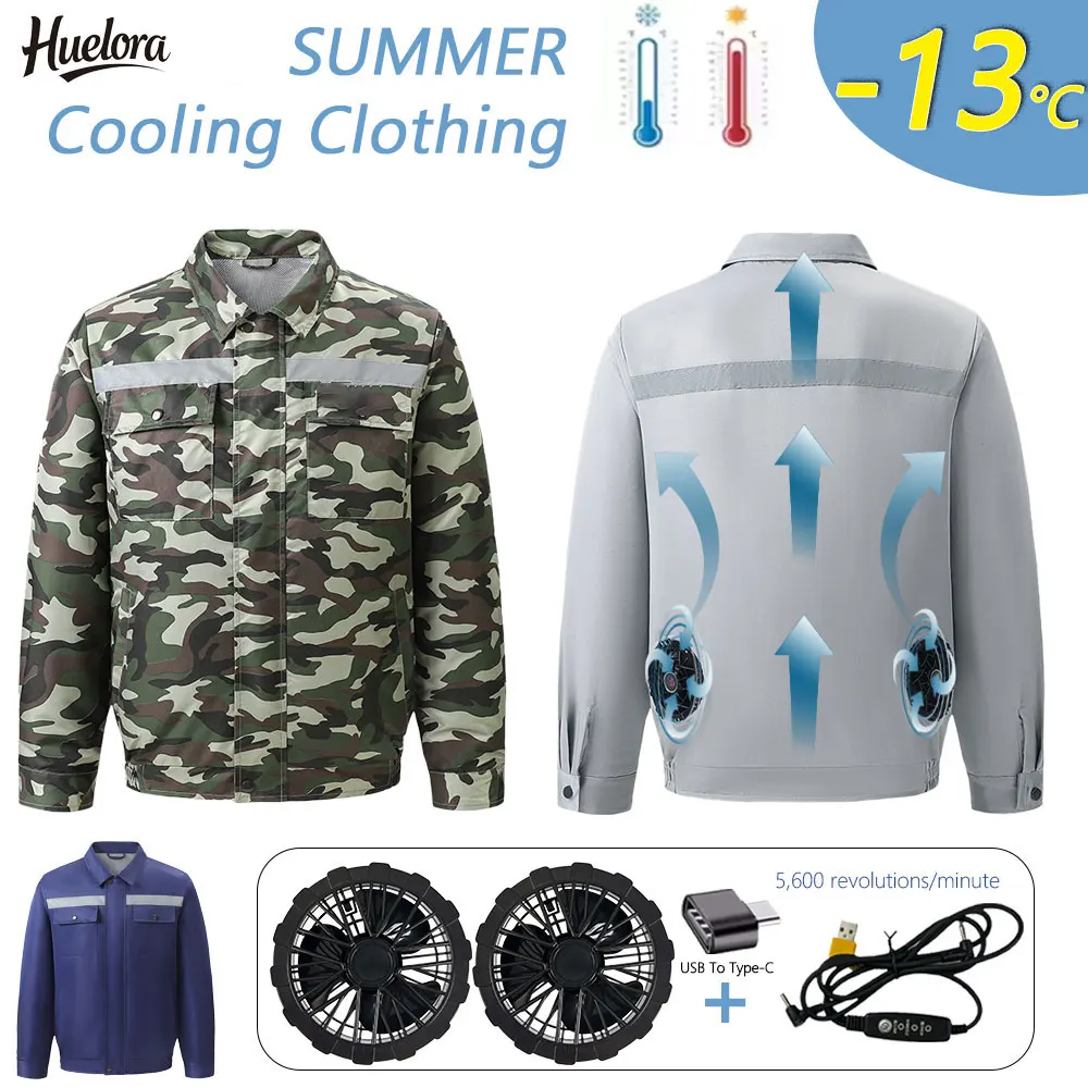 夏ファンジャケット男性迷彩冷却ファンジャケット-usb-冷凍空調服屋外釣り建設作業コート