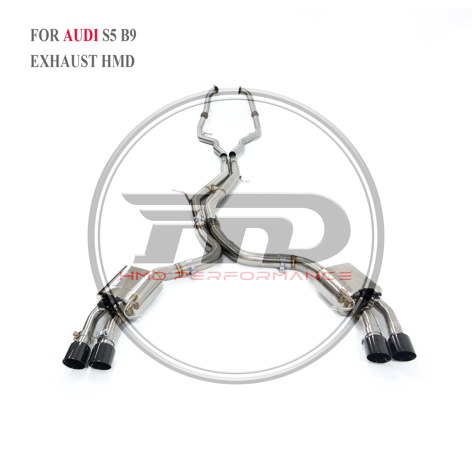 HMD Stainless Steel Exhaust System Performance Catback for Audi S4 S5 B9 3.0T Second Pipe Muffler With Valve