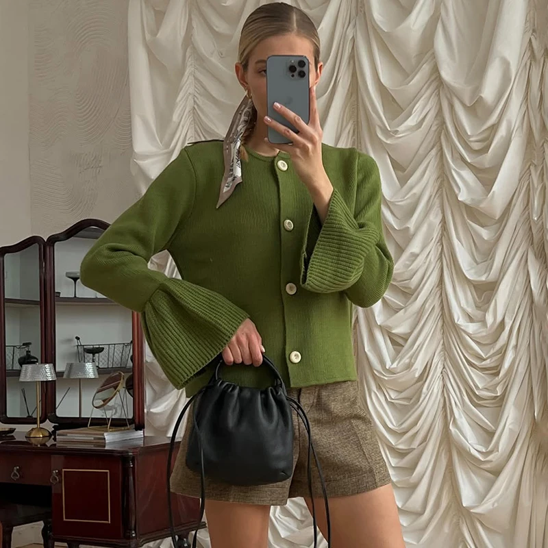 2025년 가을 신상 토르노바 니트 가디건 여성 O넥 플레어 롱 슬리브 스웨터 여성용 싱글 브레스티드 루즈핏 니트 코트