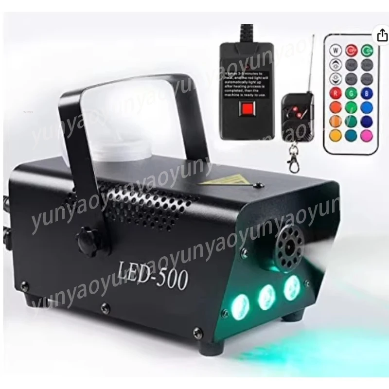 

500W Three Lights + Remote Control + Wire Control [light Can Be Turned Off + Color Adjustable] Smoke Machine