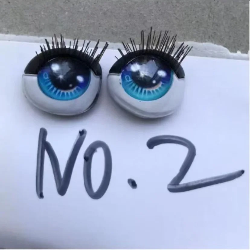 Rainbow Doll Eyes with Real Eyelashes Colorful Sparkly Original Doll Replacement Eyes Doll Parts