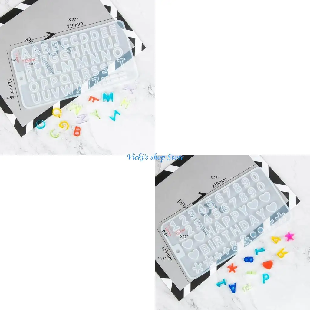 2 Pcs/Set Numbers Keychain Resin Mold Silicone Mould DIY Crafts Polymer Clay UV Epoxy Mold English Letters Mold