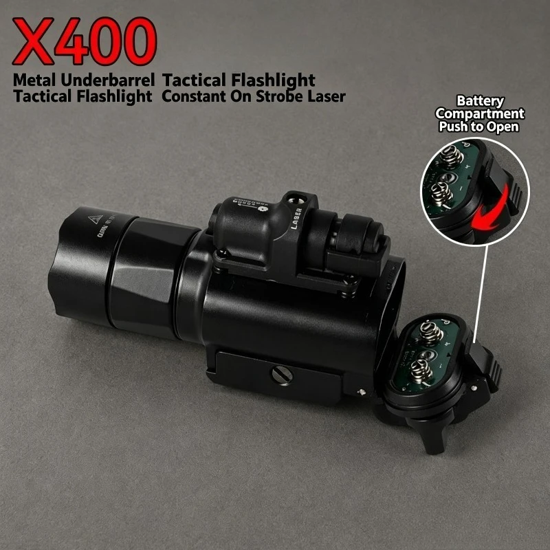 X400U Alloy Tactical Flashlight Rail Holder Red Green Laser Module Zero Adjustable Accessory for G17 Hobby Replica Models - view 6