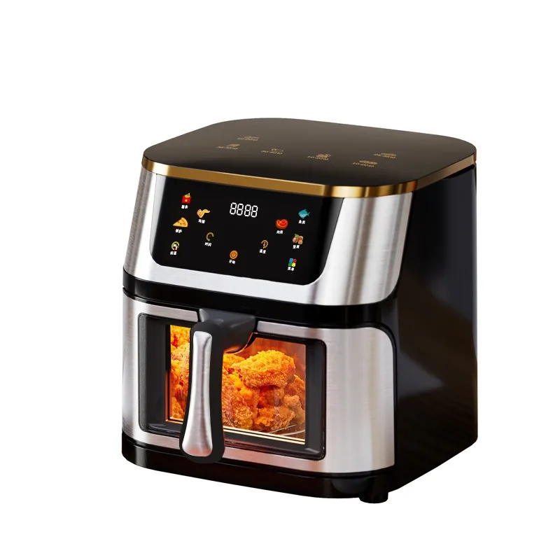 Multifunctional electric oven 10L capacity visual smart home automatic air fryer metal liner