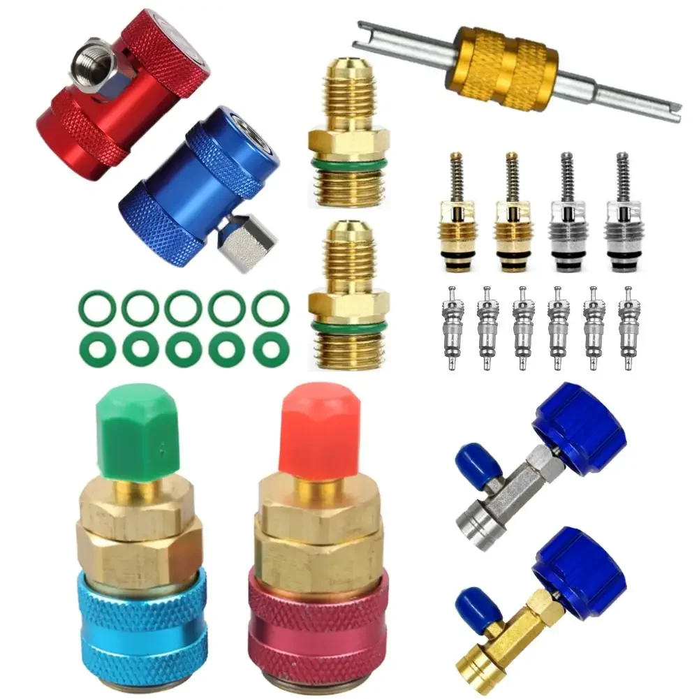 

29pcs R1234YF Quick Couplers Kit High/Low Side For R134a For R12 For R22 AC H/L Charging Hose Connectors Adapter