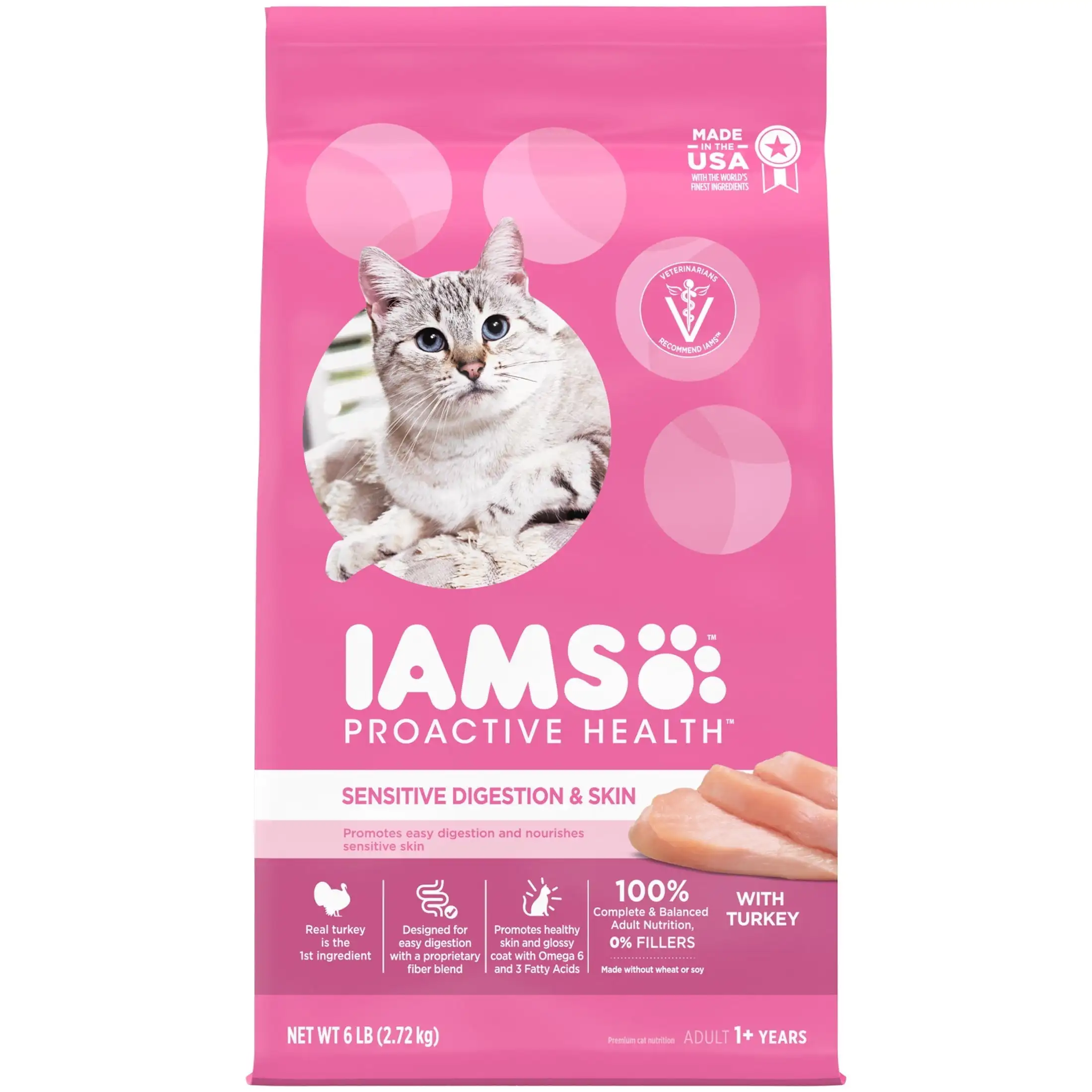 

Iams для активного здоровья, сухая еда для кошек из индейки, сумка 6 фунтов