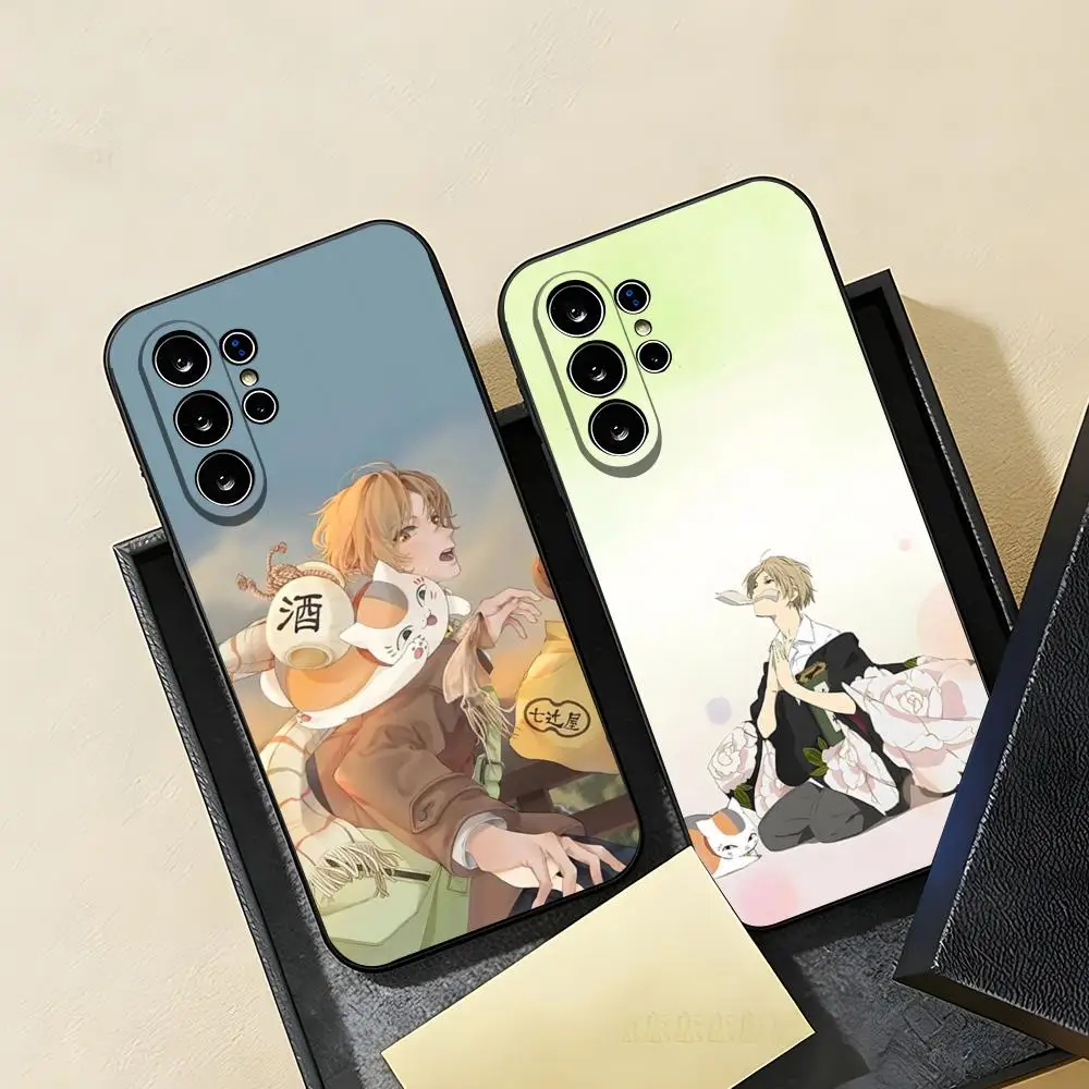 N-Natsume Book Of F-Friends Phone Case For Samsung S26 S25 S24 FE S23 S22 S21 Plus S20 Ultra Note20Ultra Black Soft Shell