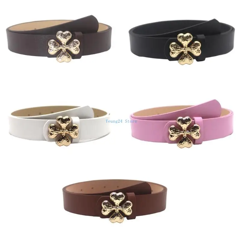 

P8DB Men Belts for Jeans, Leathers Belt with Clovers Buckle, 41" Length Ladies Casual Belts for Jeans Pants