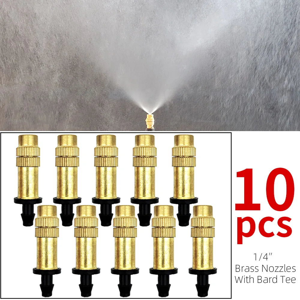 5M-30M Outdoor Misting Cooling System Garden Irrigation Watering 1/4'' Brass Atomizer Nozzles 4/7mm Hose For Patio Greenhouse_voghion.com