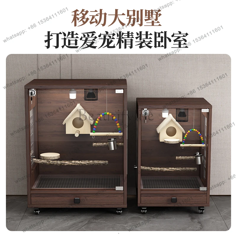 Bird cage parrot cage nest large warm solid wood with drawer incubator bird nest can be ordered pet cage bird breeding box