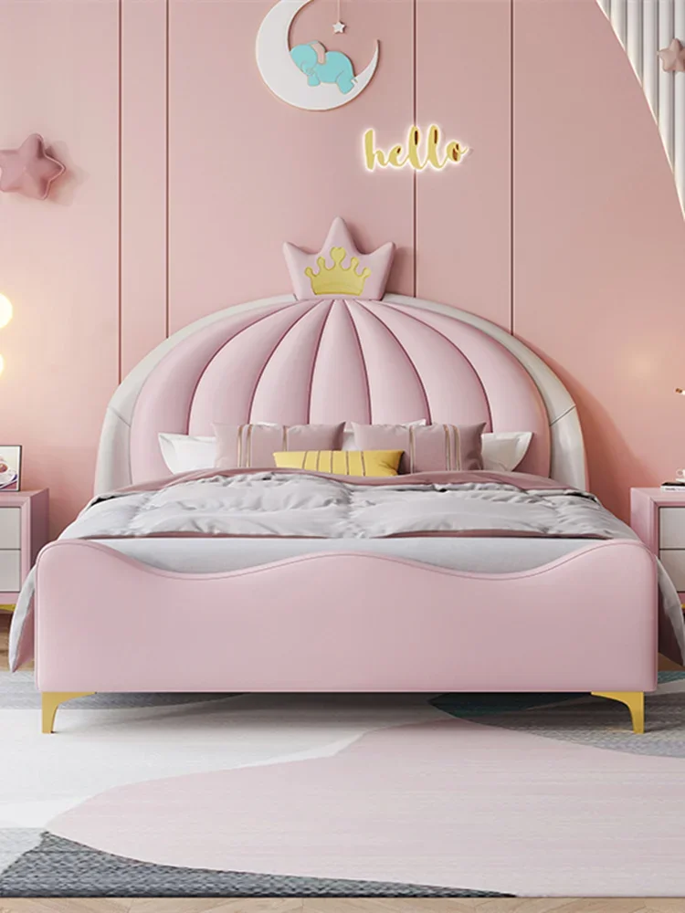 

Nordic children's bed girl princess modern simple light luxury girl 1.2m girl Internet celebrity pink solid wood bed
