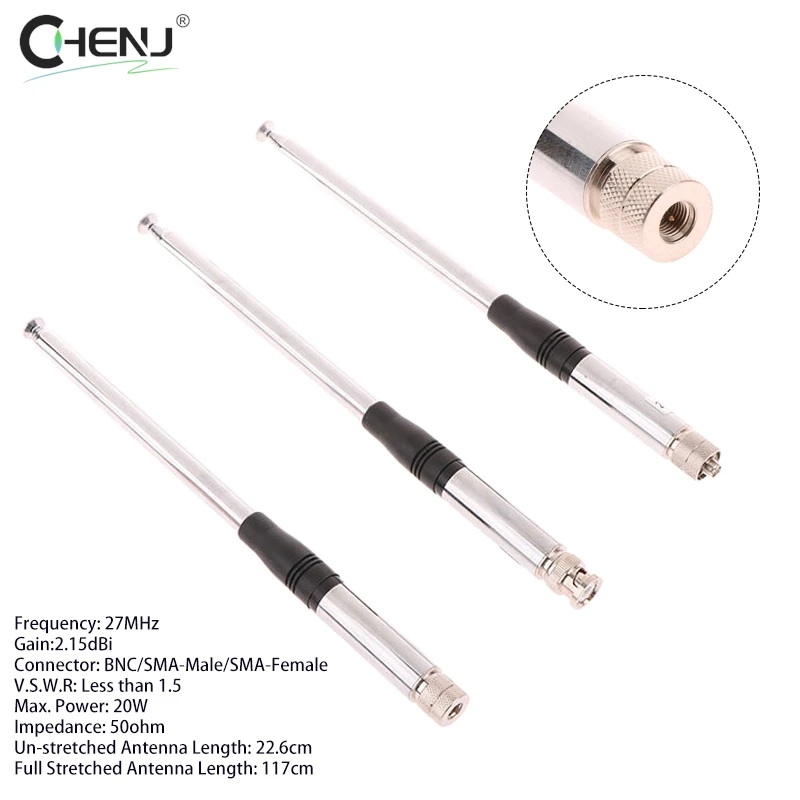 1ชิ้นวอล์คกี้ทอล์คกี้27MHz CB เสาอากาศแบบพกพาวิทยุหดได้ SMA-FEMALE SMA-MALE SMA-MNC คอนเนคเตอร์