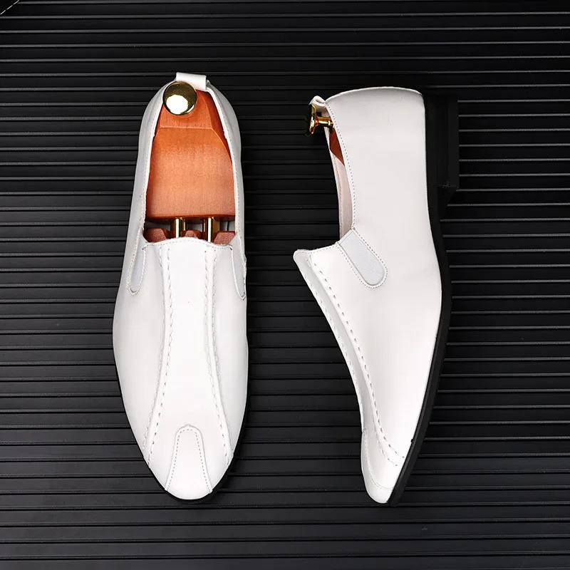 فاخر الجدة مصمم جديد الرجال الأبيض المرقعة الأحذية الجلدية الذكور فستان الزفاف حفلة موسيقية العودة للوطن أكسفورد الأحذية حجم 38-44 #3