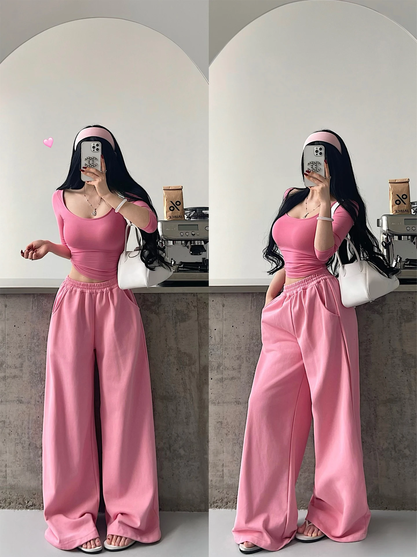 

High Waist Lazy Style Loose Fit Wide Leg Sweatpants Casual Floor Length Trousers Cotton Straight Tube Pants Ladies Casual Tro...
