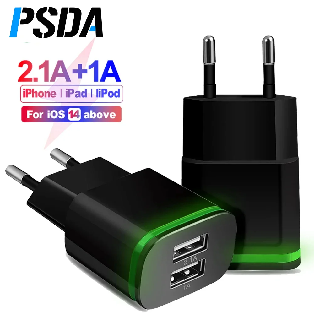 

PSDA Fast Charge Universal LED Light Wall Adapter Travel charge Plug Multi Port Charger For HUAWEI Phone Samsung SONY Xiaomi