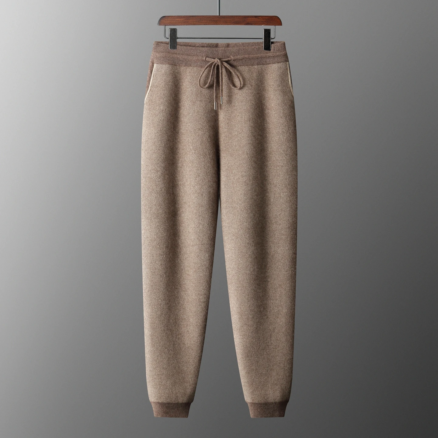 MVLYFLRT 2026 Autumn/Winter New Product: 100% Cashmere Knitted Pants Men's Casual Color blocked Warm sweatpants tapered Pants