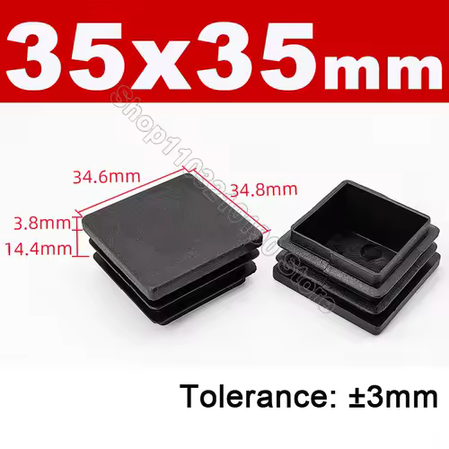 Black Square Pipe Tube Cap Plastic Tubing End Cover Glide Insert Blanking End Plugs Bung 10/13/15/16/18/19/20//22/23/25/28-200mm - Image 14