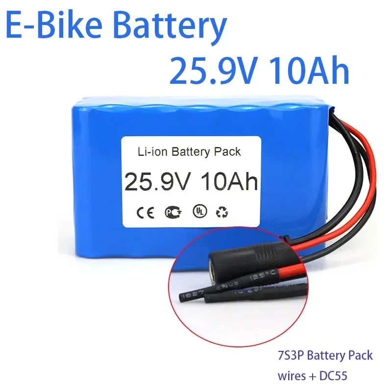 

Литий-ионный аккумулятор 25,9 В, 10 Ач, 15 Ач, 20 Ач, аккумулятор для электронного велосипеда, аккумулятор 7S3P, разъем для проводов и BMS для электрического велосипеда