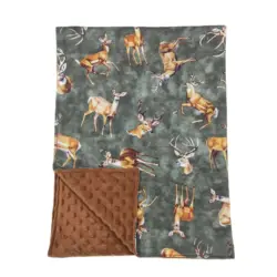 Wholesale Baby Girl RTS Kids Bedding Fleece Deer Blanket Toddler Duck Camo Flannel Children Plaid Boutique Green Thin Quilt