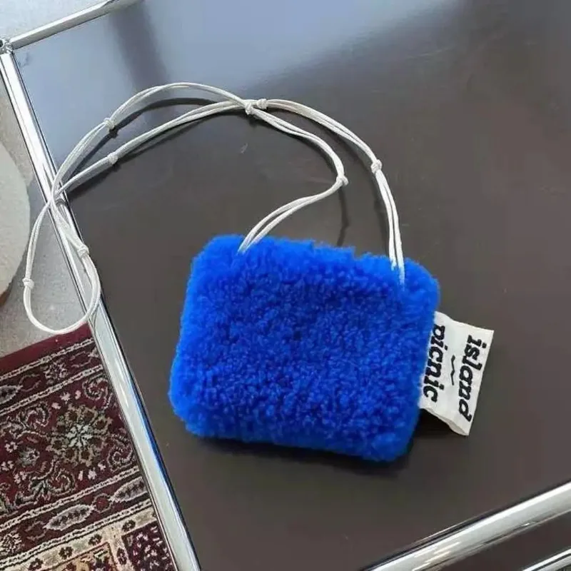 Messenger Bags for Women Solid Color Mini Versatile Fashion Decoration Ins Winter New All-Match Lamb Wool Shoulder Bags