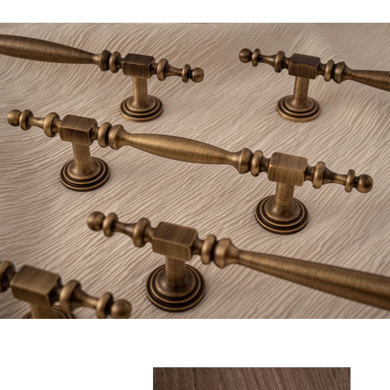 Brushed antique brass furniture handle 16
