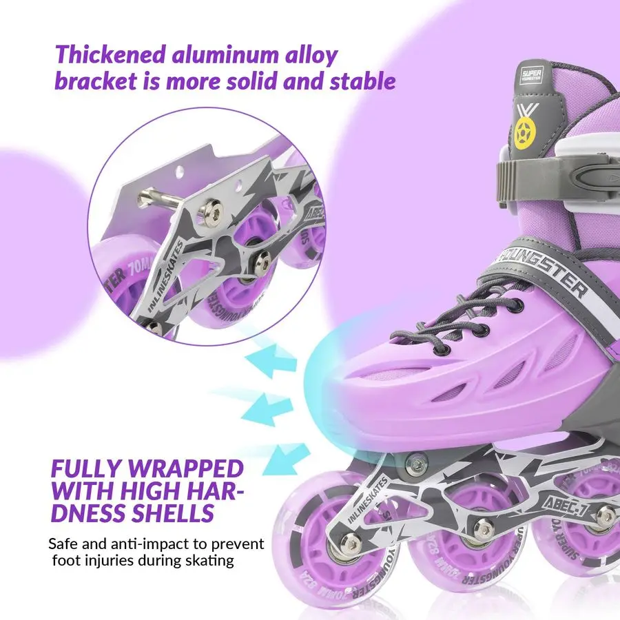 زلاجات مضمنة للأولاد والبنات من عمر 412 مع عجلات مضيئة، شفرات زلاجات دوارة للشباب والأطفال في الأماكن المغلقة والمبتدئين في الهواء الطلق #6