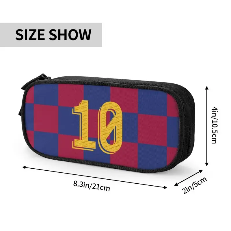 Kawaii Messi 10 astuccio da calcio per Boy Girl Large Storage calcio Pencil Bag accessori per la scuola