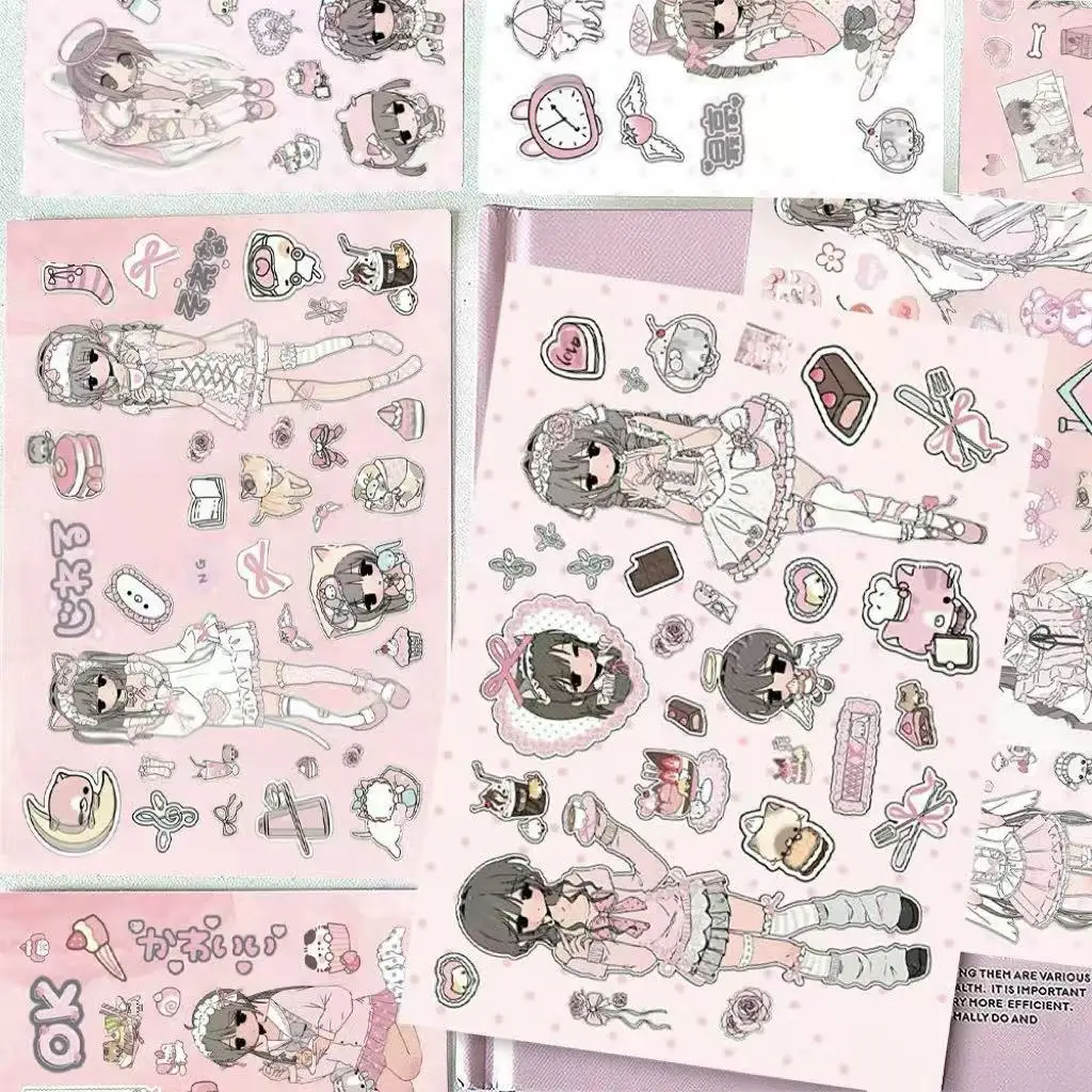 8PC Mix Sweet Berry Girl’s Diary Cutting Film Sticker Popular Cute Two-Dimensional Packaging Material Waterproof Sticker Gift