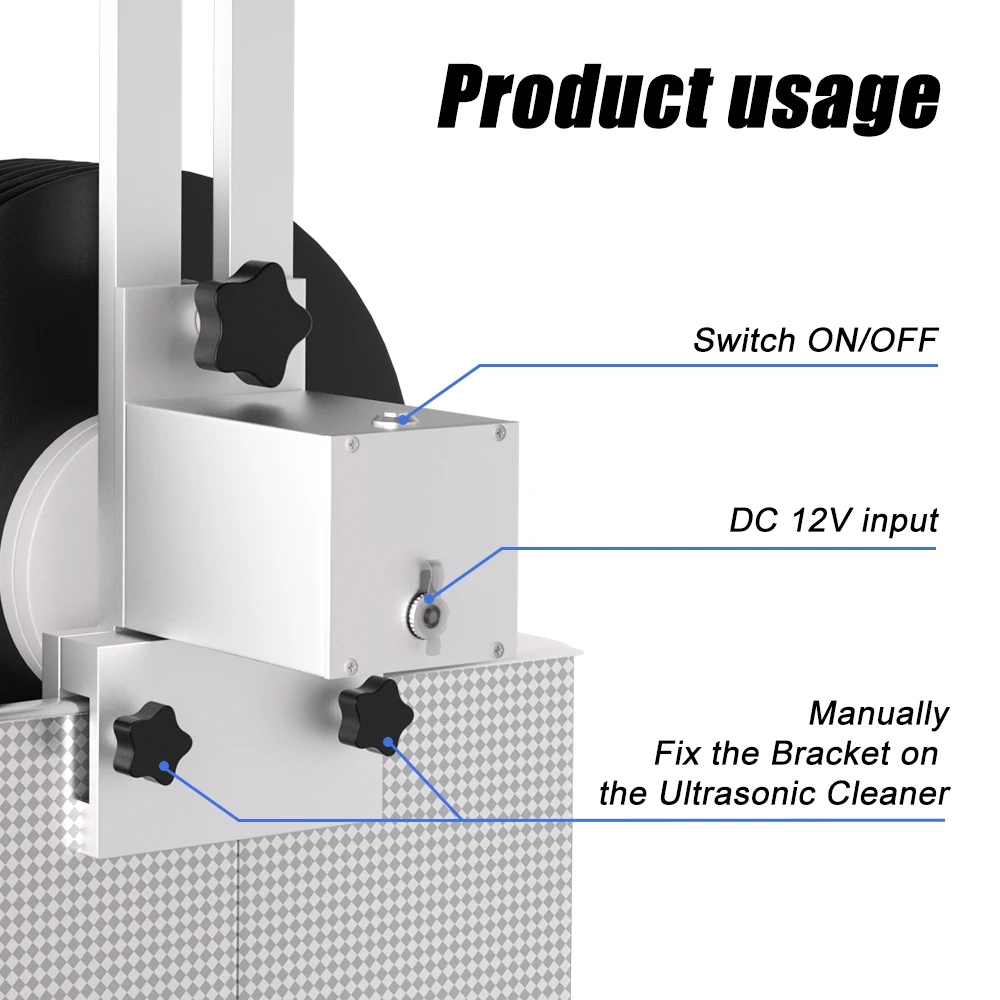 Vinyl Record Cleaner Machine Bracket Spin Washing 8 Records for 6L Ultrasonic Cleaner Bath Kit Vinyl Cleaner Arm Clamp Rack