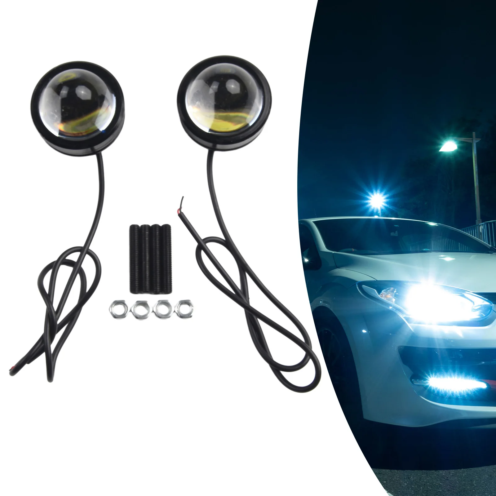 

New Replacement Useful High Quality Fog Light Daytime Light Anti-fog 1 Pair Dustproof High Power LED Projector