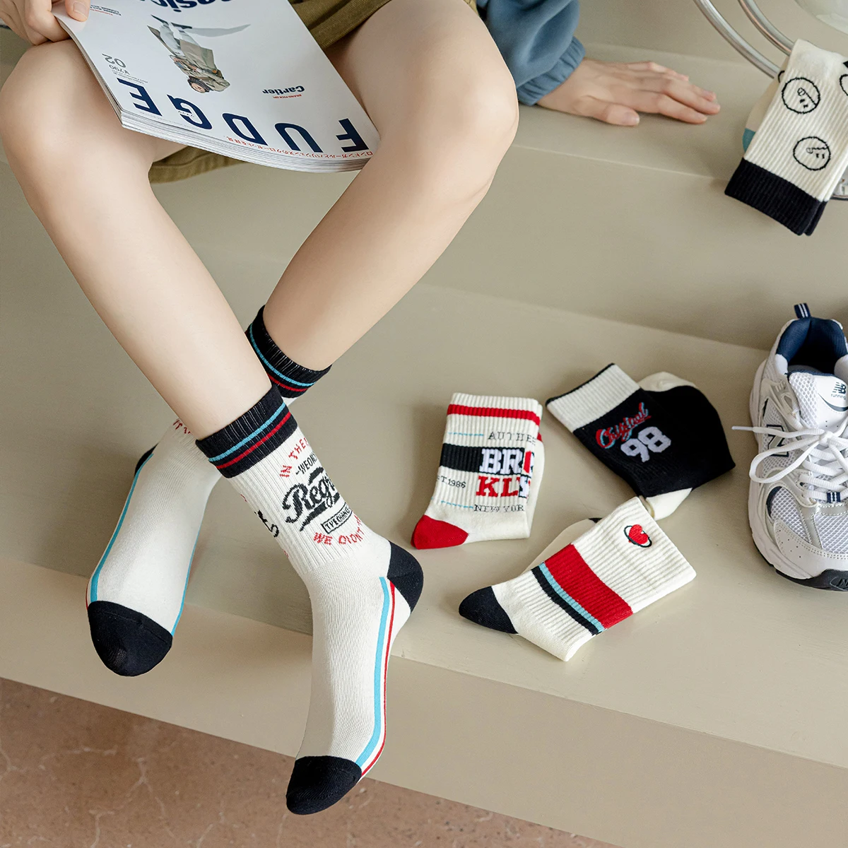 Носки школьные в стиле пэчворк женские, цветные длинные короткие дышащие, для бадминтона, для взрослых, Kpop, уличная одежда, 3 пары