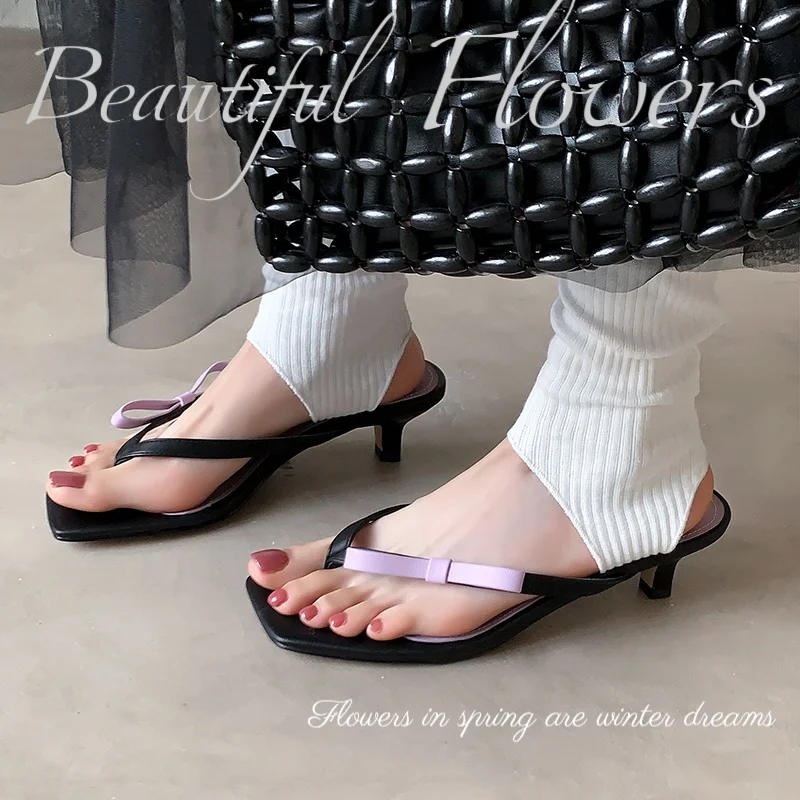 2026 new spring summer women sandals natural leather 22-25cm cowhide+sheepskin+pigskin split toe high heel women slippers