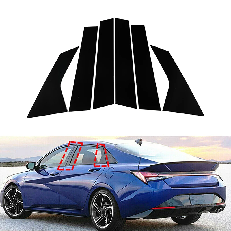 6Pcs Car Pillar Posts Window Molding Cover Trims BC Column Sticker for Hyundai Elantra 2021-2023 Accessories Exterior Parts