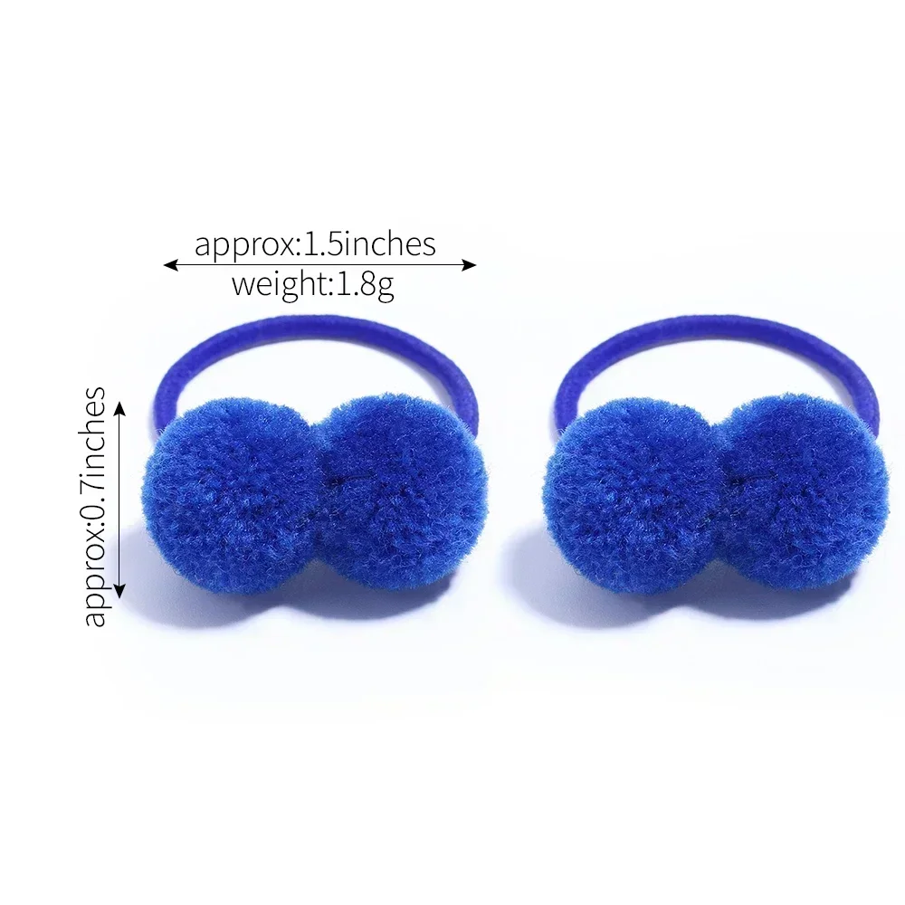 10Pcs Solid Color Baby Hair Ties Handmade Girls Winter Kids Fur Ball Rubber Band Polytail Hair Rope Hair Accessories Wholesale