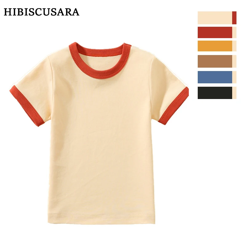 Camiseta de manga corta para niños y niñas, 100% algodón, suave, cómoda, informal, de verano