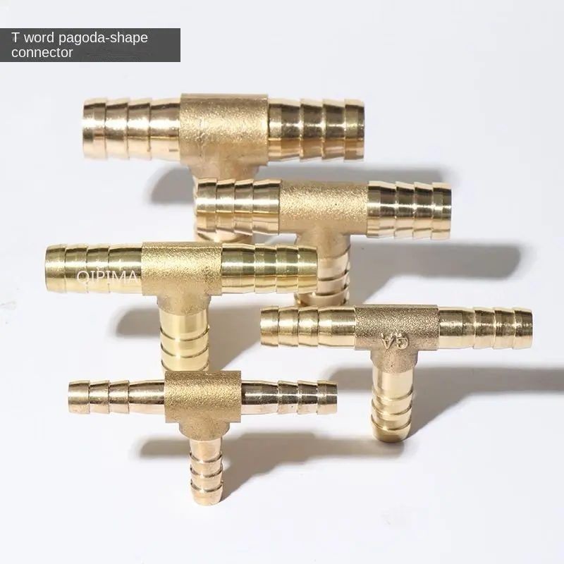 T Type 3 Three Way Brass Pipe Fitting Connector Adapter 4mm 5mm 6mm 8mm 10mm 12mm 16mm 19mm Hose Barb Tee