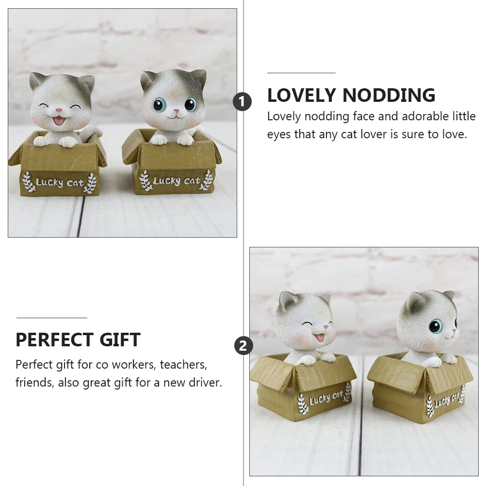 

2 Pcs Cat Ornaments Cute Figurines Baby Car Decor Decoration Resin Trinkets