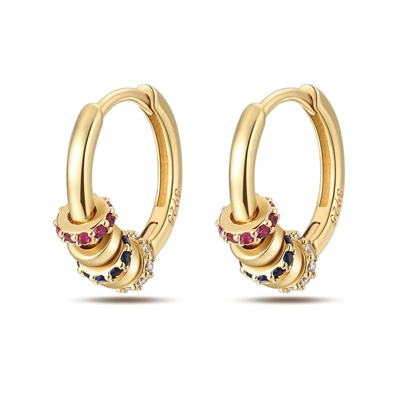 

925 Sterling Silver Hoop Earrings Golden Color Earrings Series Rainbow Bee Earrings For Women Fine Birthday Jewelry Gifts