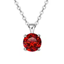 Classic Yellow Gold Cubic Zirconia Pendant 18K Silver Plated - Silver Garnet Red
