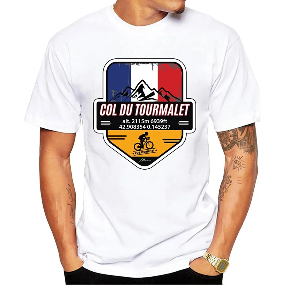 Col du Tourmalet Cycling Ive Done It! T-Shirt Summer Men Short Sleeve Mont Ventoux Bike Sport White Tops Hip Hop Boy Tees 72466