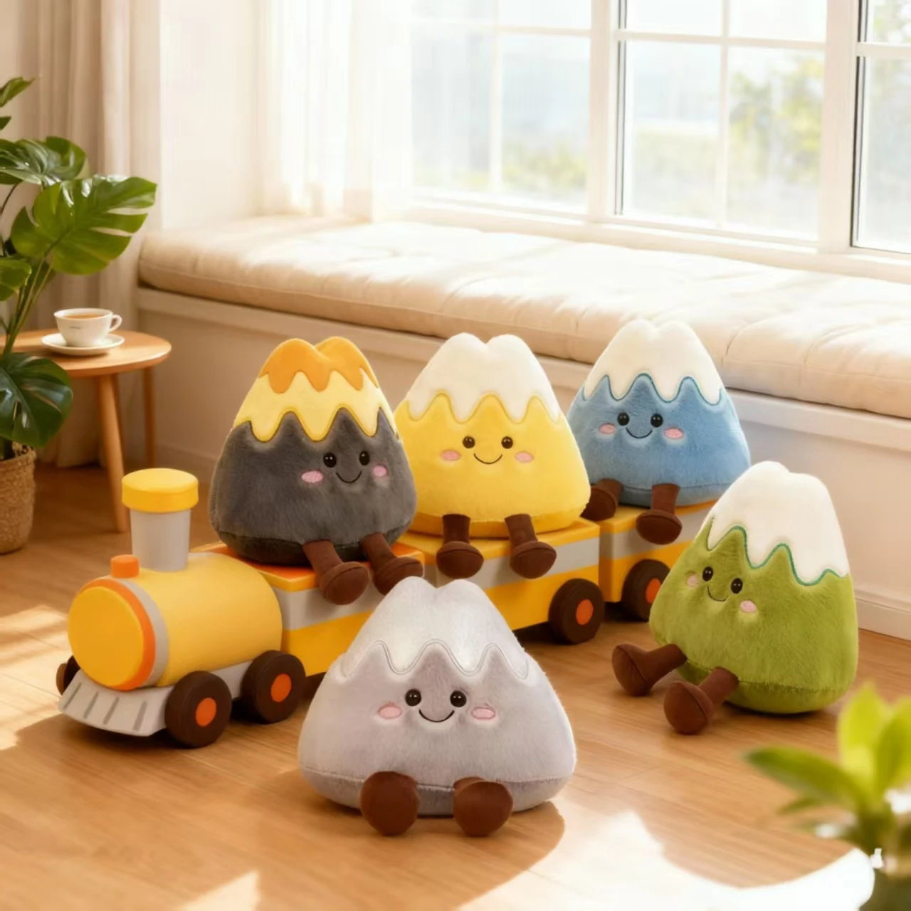 تمثال لعبة قطيفة لطيف مجسم تتميز بالجبال الذهبية والفضية وقمصان ثلجية وموضوع بركاني مع عناصر ممتعة #1