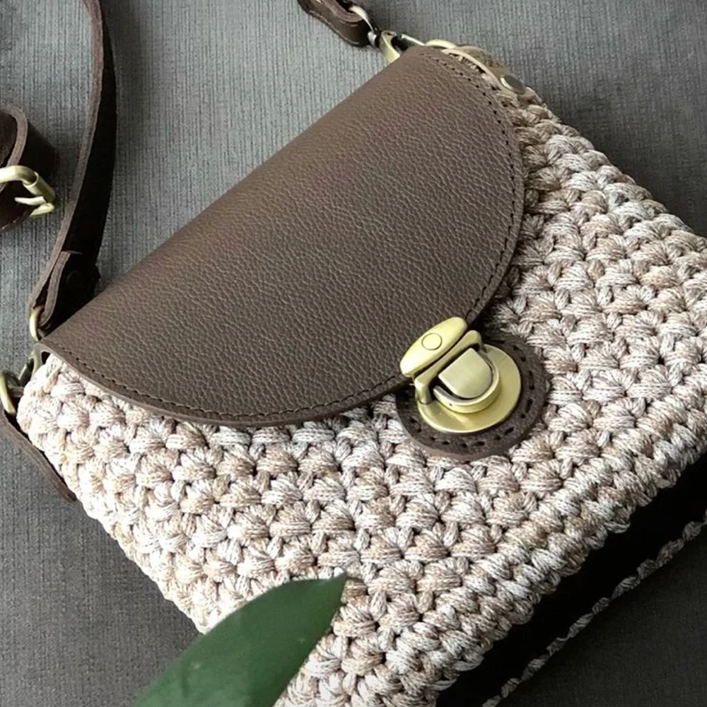 1 Juego de bolso hecho a mano, conjunto de bolsos de cuero con paquete de Hardware, accesorios, bolso, correas, mochila DIY para mujer