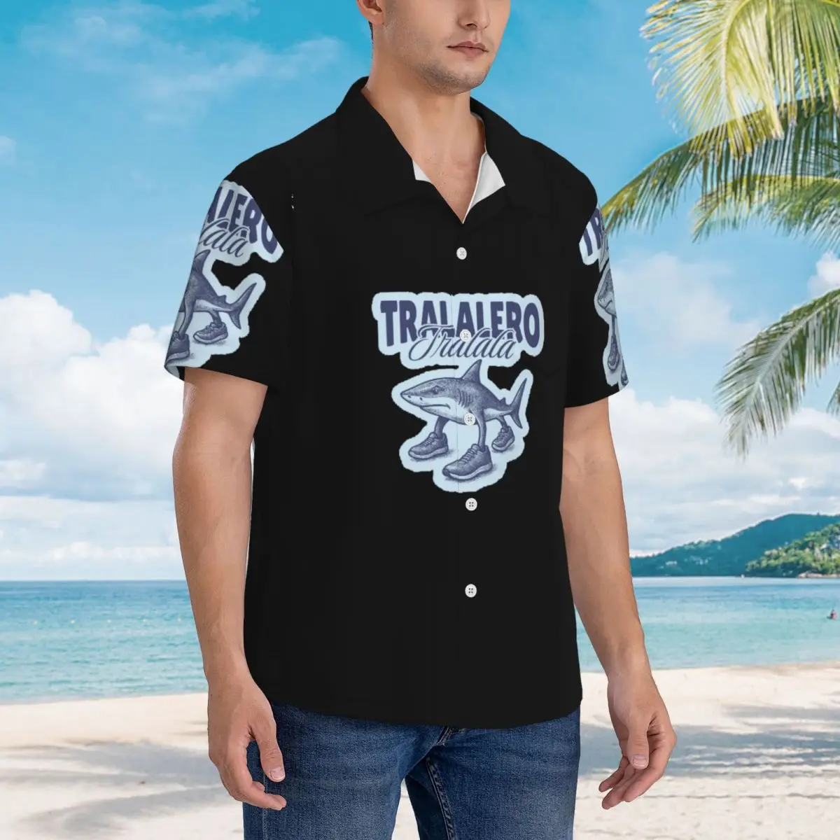 

Tralalero Tralala Shark итальянские гавайские рубашки Brainrot, модная мужская рубашка с коротким рукавом для лета, пляжа, мужские топы с лацканами