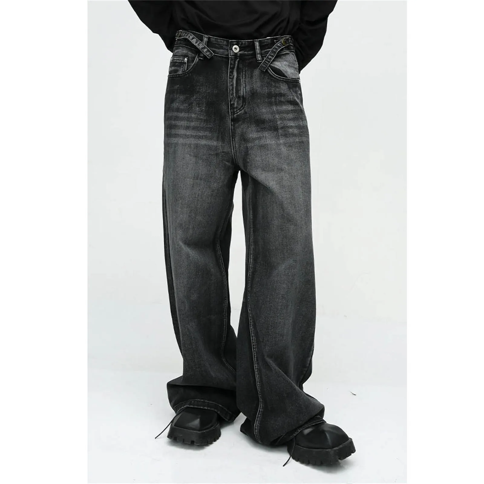 Style High Street Handsome Feeling Mop Straight Tube Baggy Jeans Boy