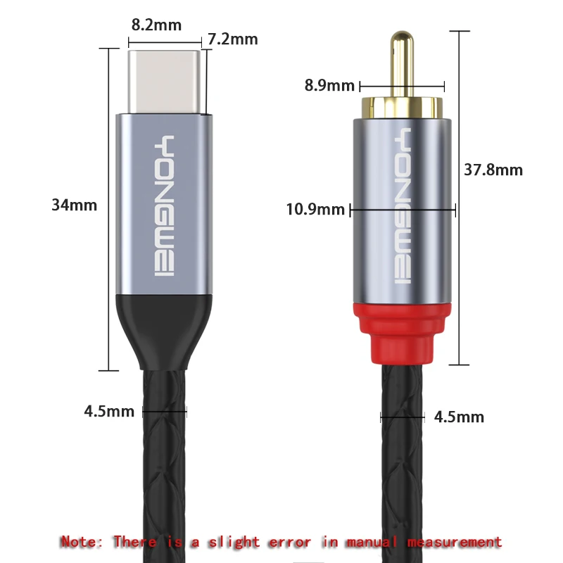 YONGWEI USB Audio Cable Type C Male to 2 RCA Male Audio Cable for Xiaomi Huawei Tablet Speaker Amplifier TV 1m 1.5m 2m 3m 5m