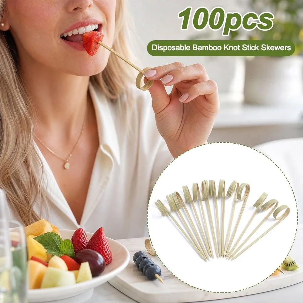 High Quality Natural Bamboo Bamboo Toothpick Disposable Picks Fruit Forks Sticks Decorative Bamboo Knot Skewers Cocktail Party