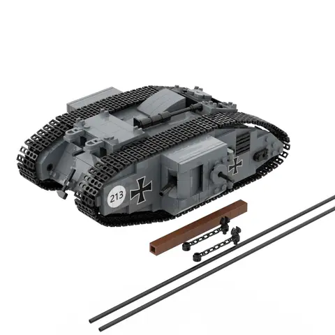 Första världskrigets tunga stridsvagn Mark IV V Black Bess Char Saint-Chamond A7V militär byggklossleksak brittisk-tyska armén klossset 10 best sales första världskriget tyska - №7