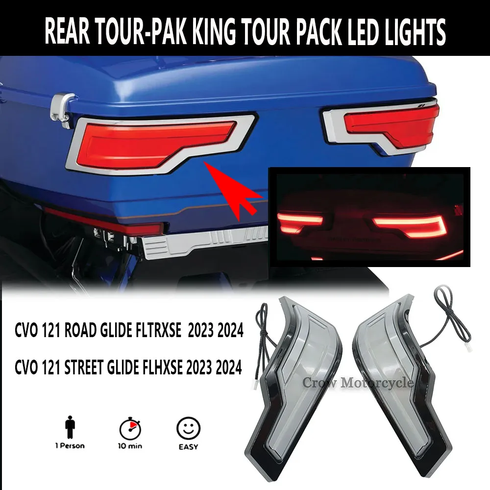 NewMotorcycle Rear Tour-Pak King Tour Pack LED Brake/Turn/Tail Lamp For Harley Touring Ultra Limited Electra Road Glide2014-2022