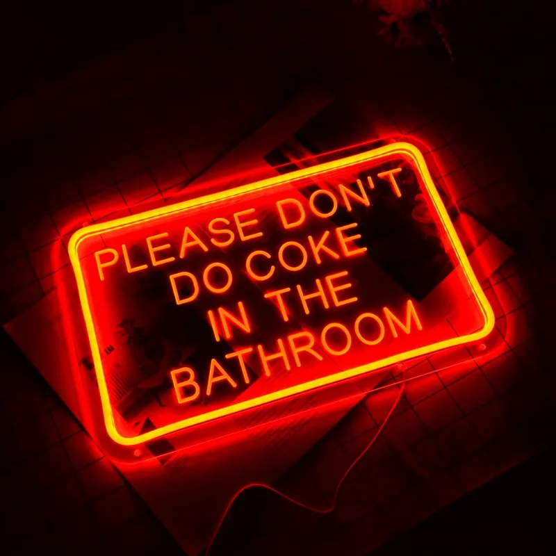 Please Don't Do Coke In The Bathroom Red LED USB Home Bedroom Game Room Birthday Party Christmas Gifts 5V 15.75" X 9.84" Indoors